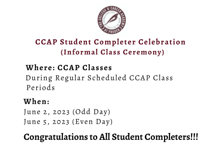  CCAP's Student Completer Ceremony